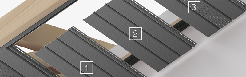 Beispiel für die Installation von vollen und perforierten BRYZA Dachuntersichten