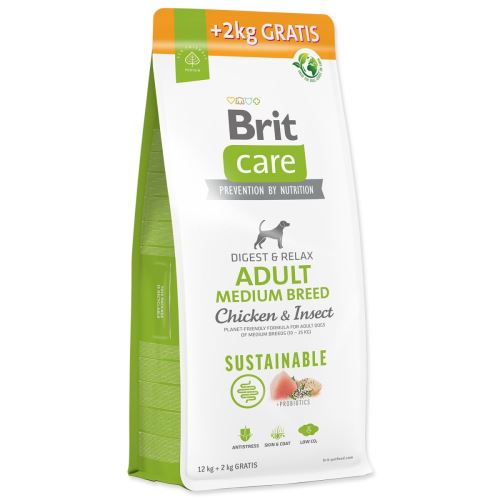 Krmivo Brit Care Dog Sustainable Adult Medium Breed 12+2kg