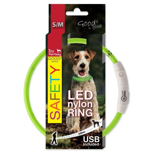 Halsband DOG FANTASY LED nylon grün S-M 1 Stück