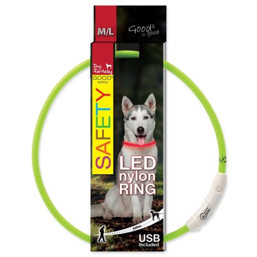 Halsband DOG FANTASY LED nylon grün M-L 1 Stück