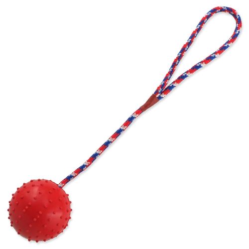 Ball DOG FANTASY Gummi mit Seil Farbenmix 30 cm