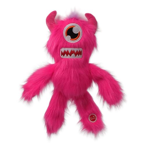Spielzeug DOG FANTASY Monsters pelzige einäugige Vogelscheuche pfeifend rosa 35 cm