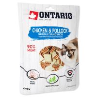 Ontario Hähnchen und Seelachs, Doppel-Sandwich Leckerli 50g