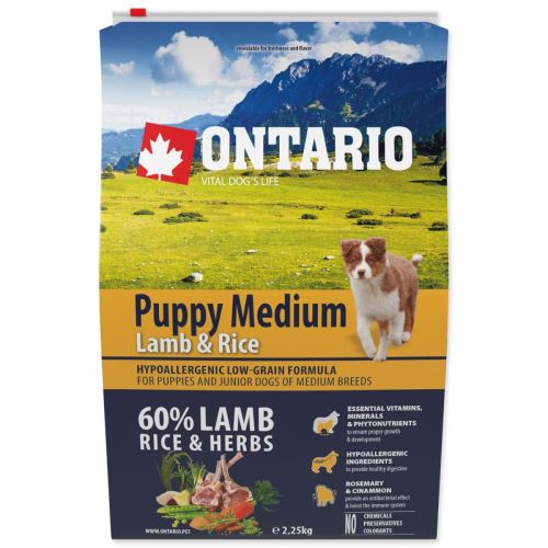 Ontario Puppy Medium Lamm & Reis 2,25kg