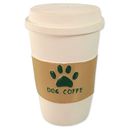 Spielzeug DOG FANTASY Latex Tasse Kaffee mit Ton weiß 12 cm