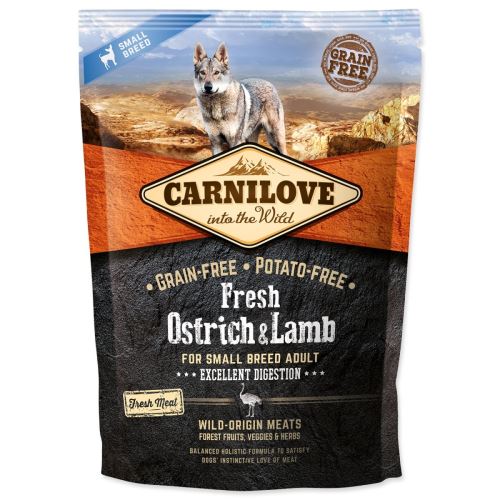 CARNILOVE Fresh Strauß & Lamm Ausgezeichnete Verdauung für Hunde kleiner Rassen 1,5 kg