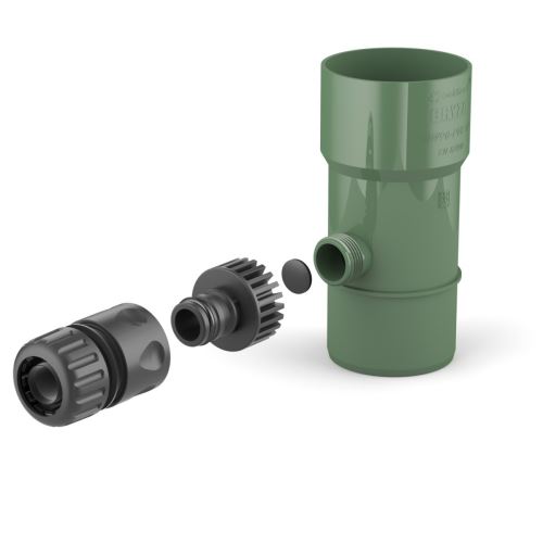 BRYZA PVC Regenwassersammler O 63 mm mit 3/4" Gewinde, Grün RAL 6020