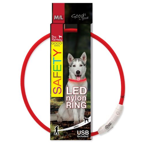 Halsband DOG FANTASY LED nylon rot M-L 1 Stück